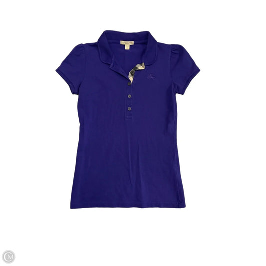 Top Short Sleeve Luxury Designer By Burberry In Purple, Size: Xs