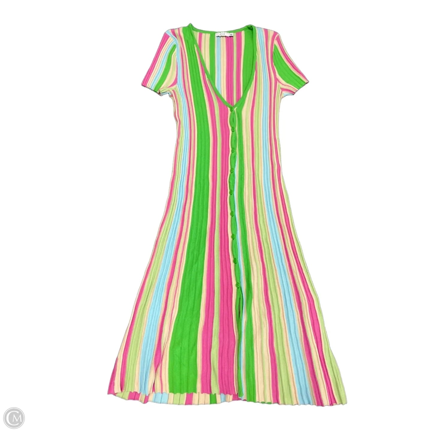 Dress Casual Midi By Lush In Green & Pink, Size: S