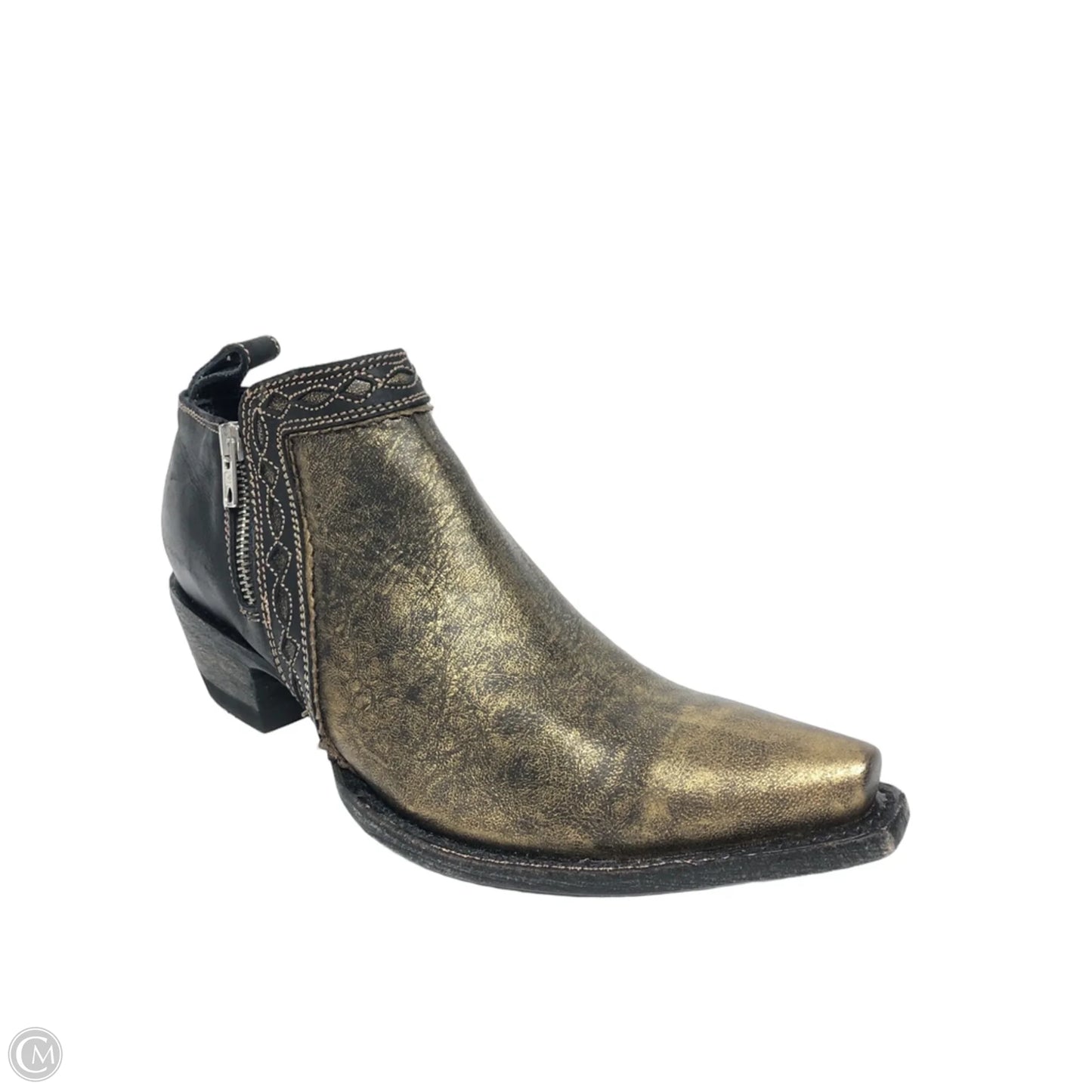 Boots Ankle Heels By Cmb In Black & Gold, Size: 9