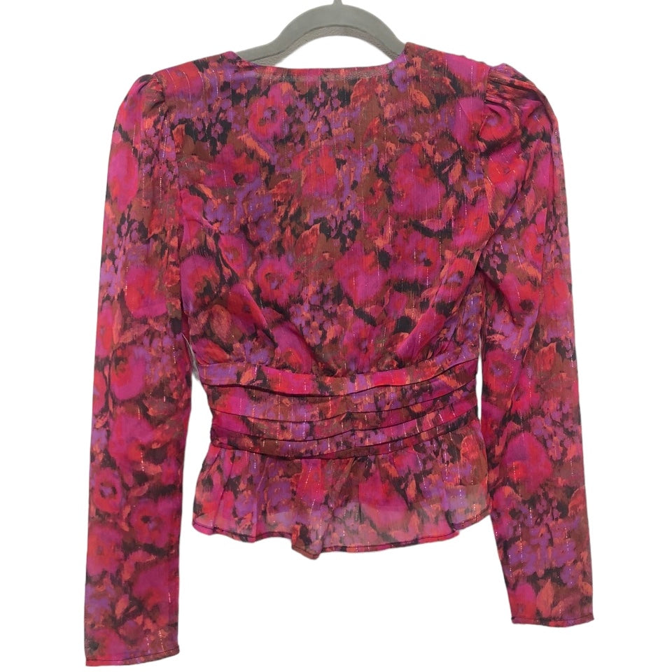 Pink & Purple Blouse Long Sleeve Steve Madden, Size Xs