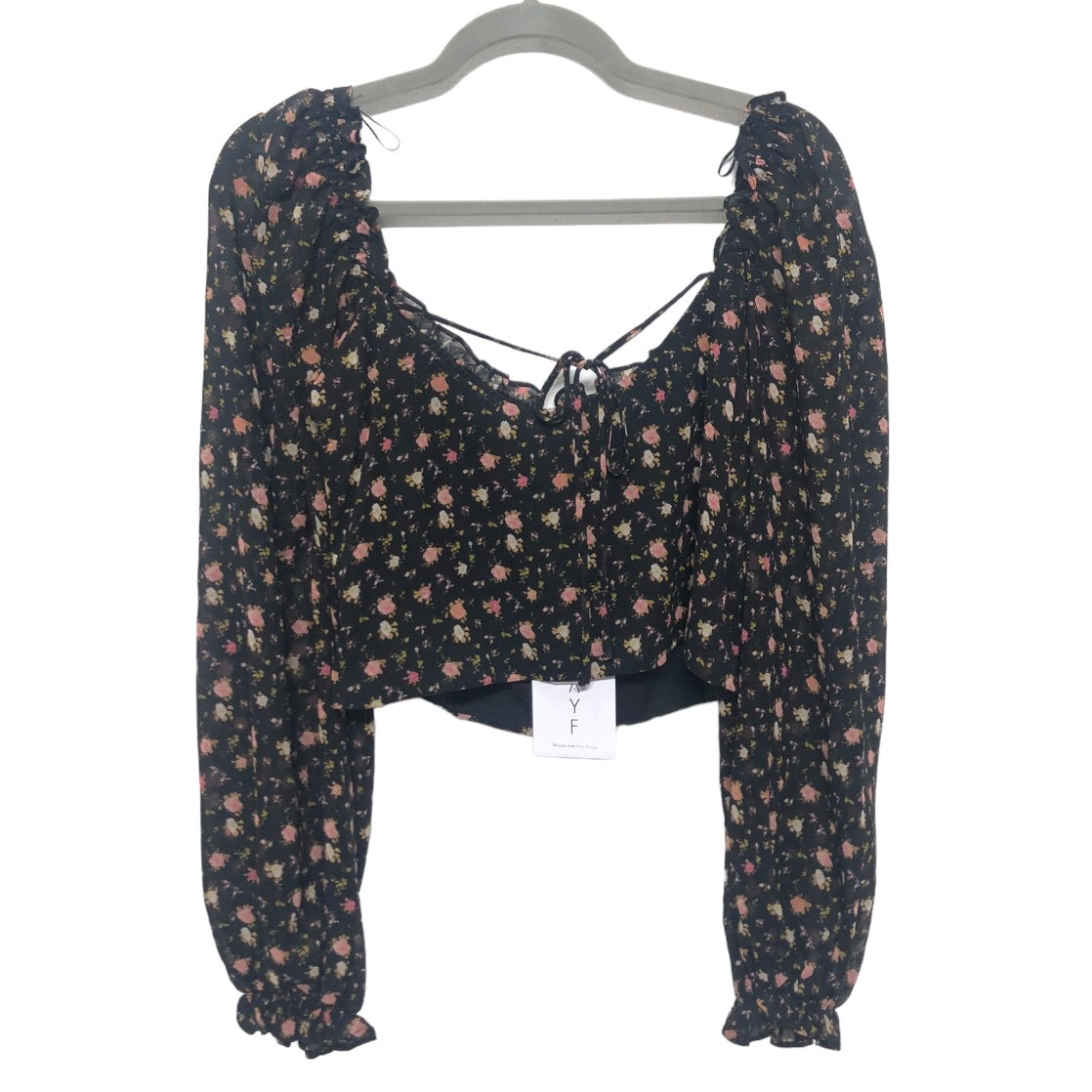 Black & Pink Blouse Long Sleeve Wayf, Size S