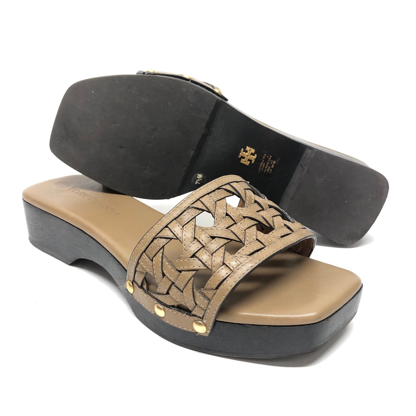Brown Sandals Designer Tory Burch, Size 7.5