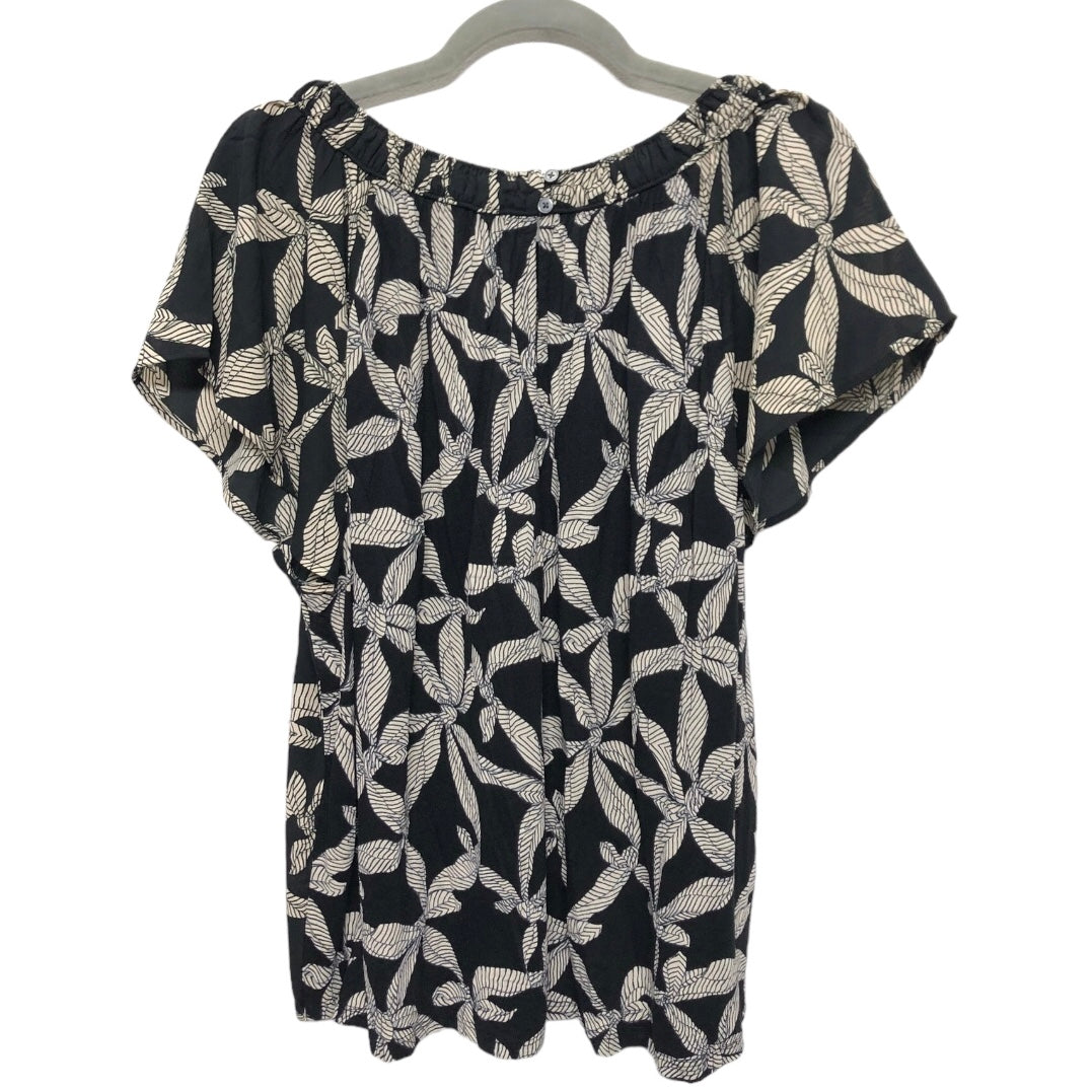 Black & Cream Top Short Sleeve Loft, Size Xxl