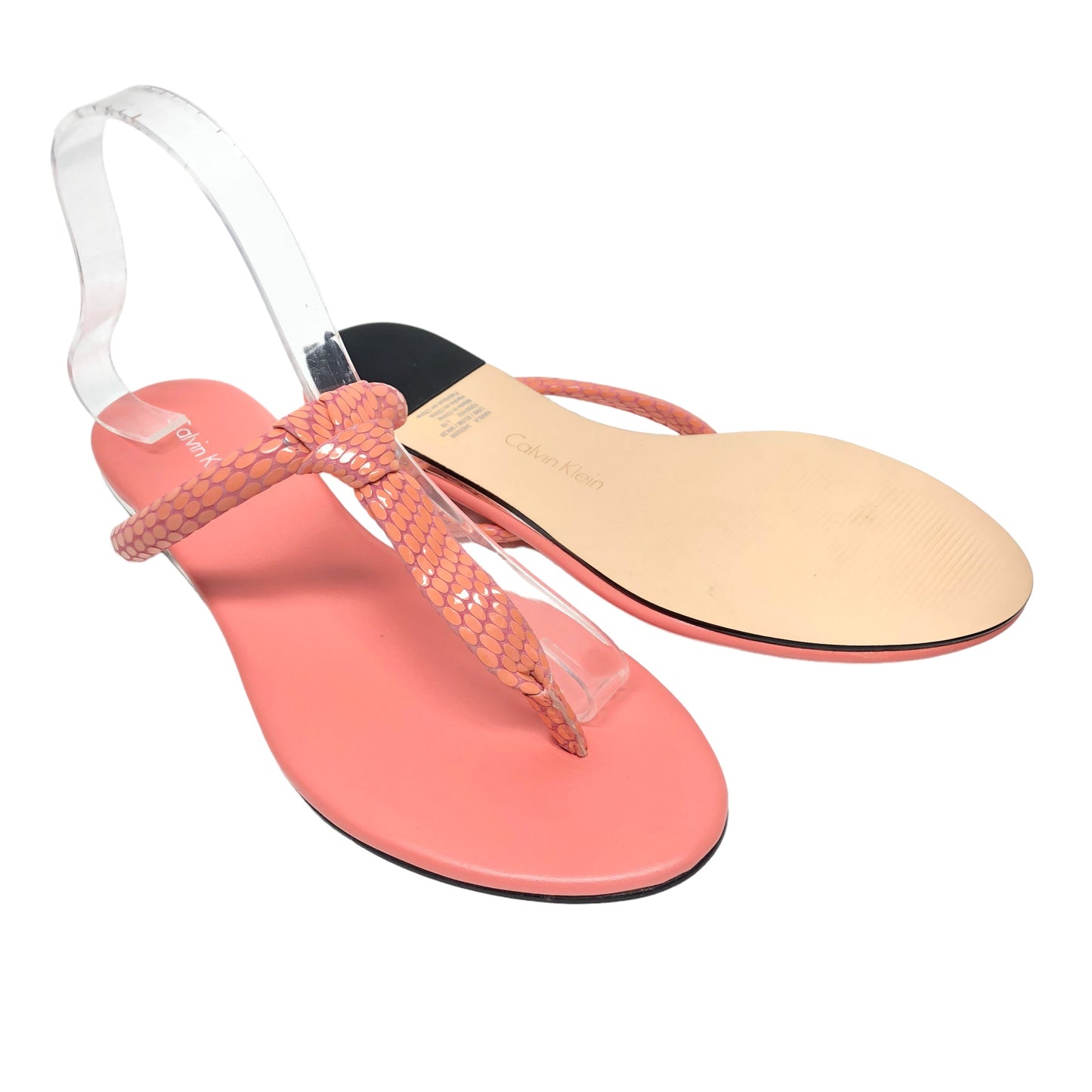 Coral Sandals Flats Calvin Klein, Size 8