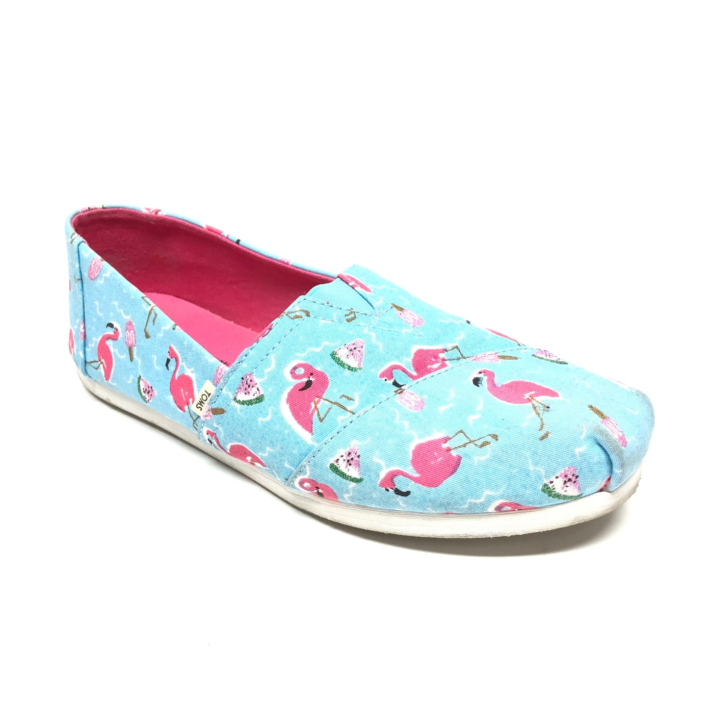 Blue & Pink Shoes Flats Toms, Size 9