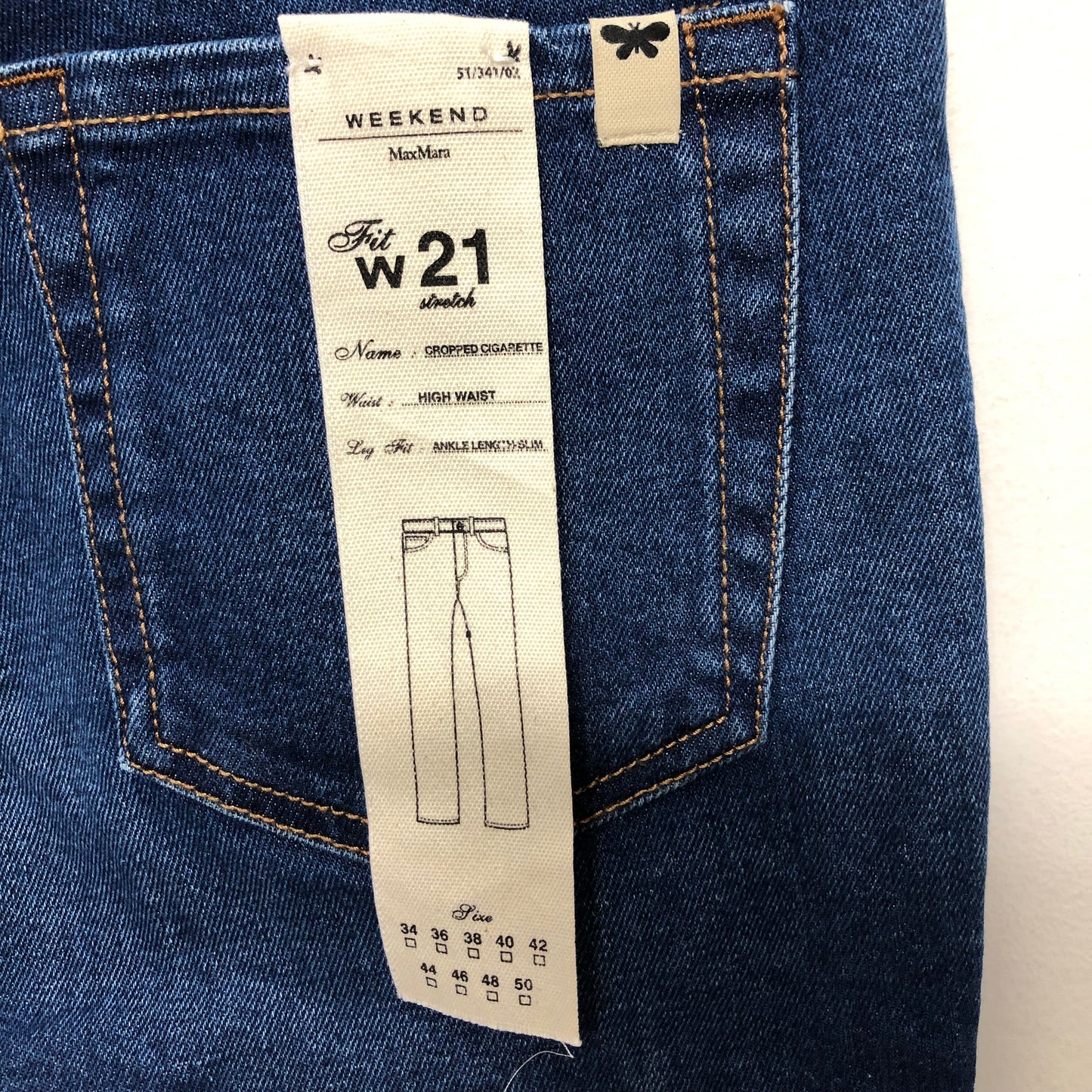 Blue Denim Jeans Skinny Max Mara, Size 6