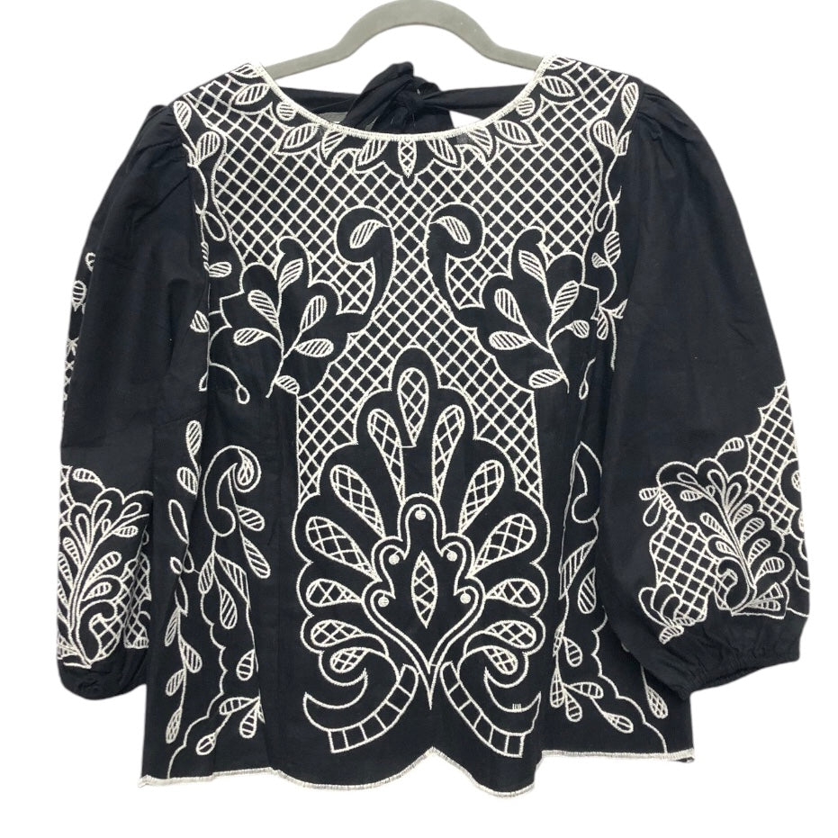 Top Long Sleeve By Cato In Black & White, Size: L