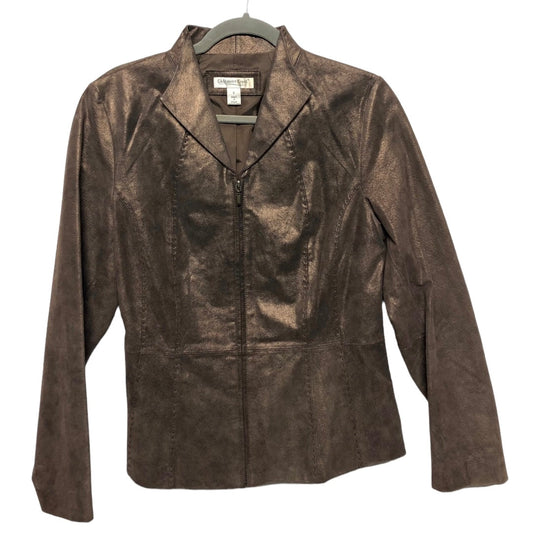 Jacket Leather By Coldwater Creek In Bronze, Size: S