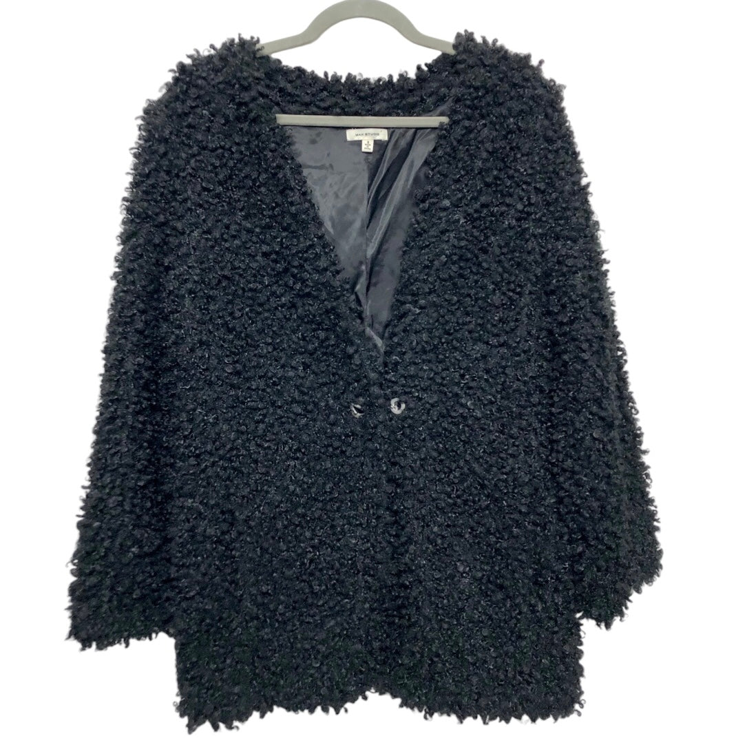 Coat Faux Fur & Sherpa By Max Studio In Black, Size: S