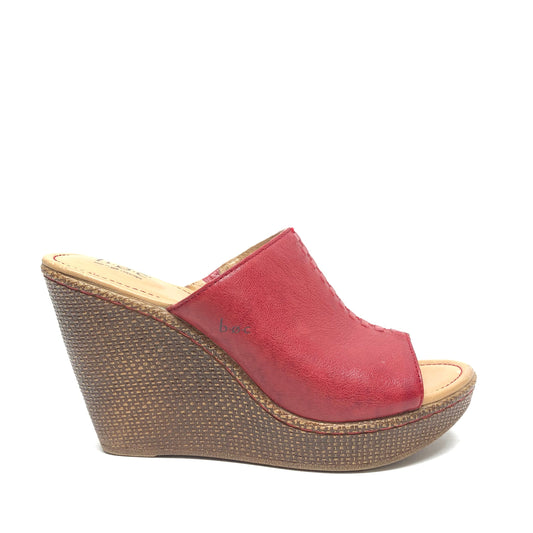 Sandals Heels Wedge By Boc In Red, Size: 9