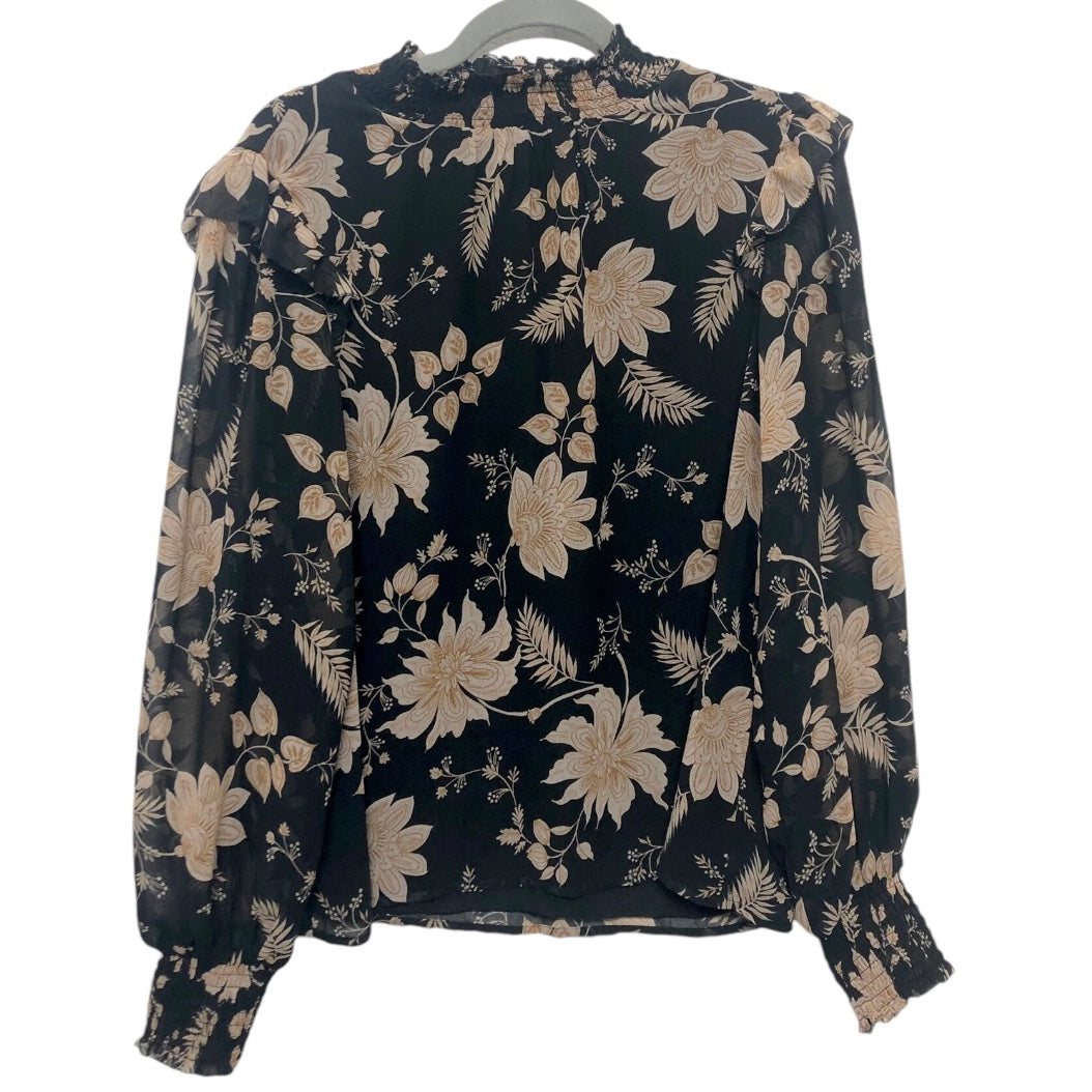 Blouse Long Sleeve By Sanctuary In Black & Tan, Size: S