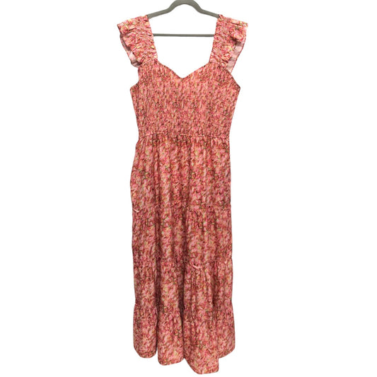 Dress Casual Midi By Clothes Mentor In Orange & Pink, Size: 2x