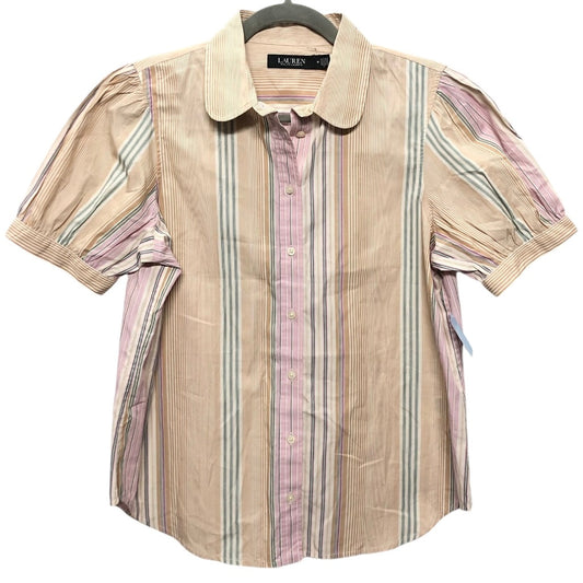 Top Short Sleeve By Lauren By Ralph Lauren In Pink & Tan, Size: M