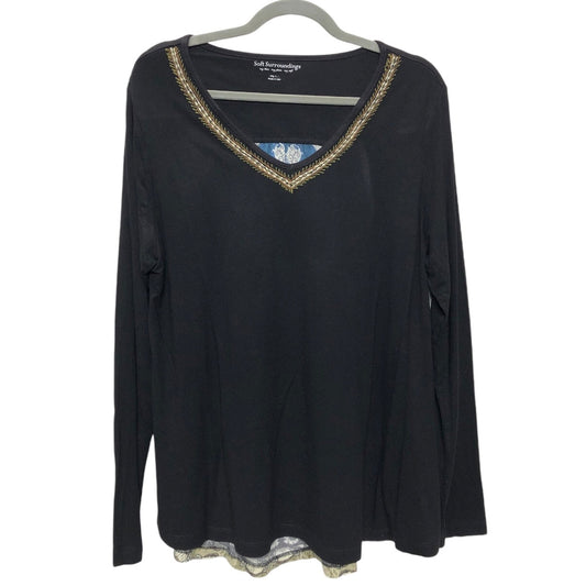 Top Long Sleeve By Soft Surroundings In Black & Blue, Size: M