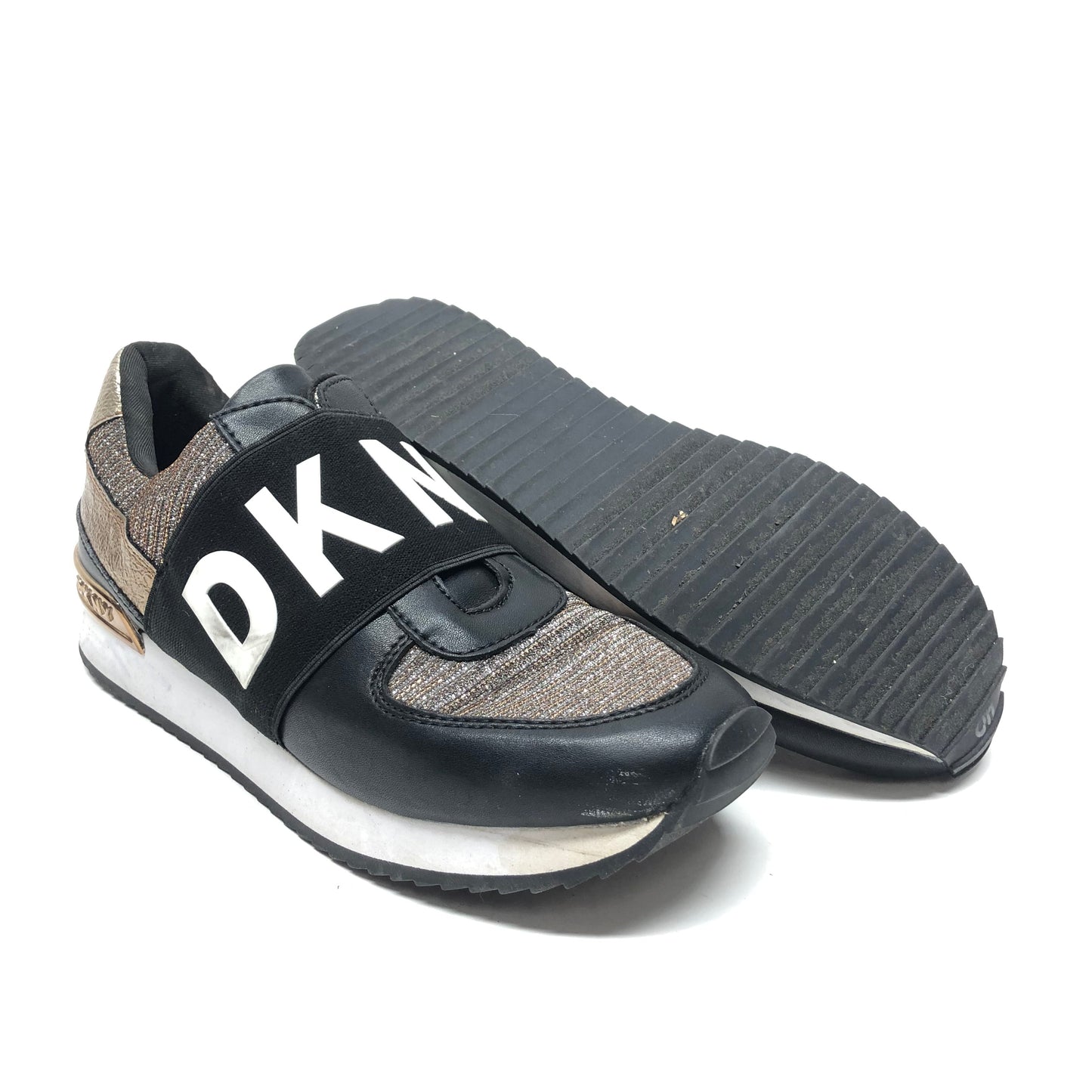 Shoes Sneakers By Dkny In Black & Gold, Size: 9