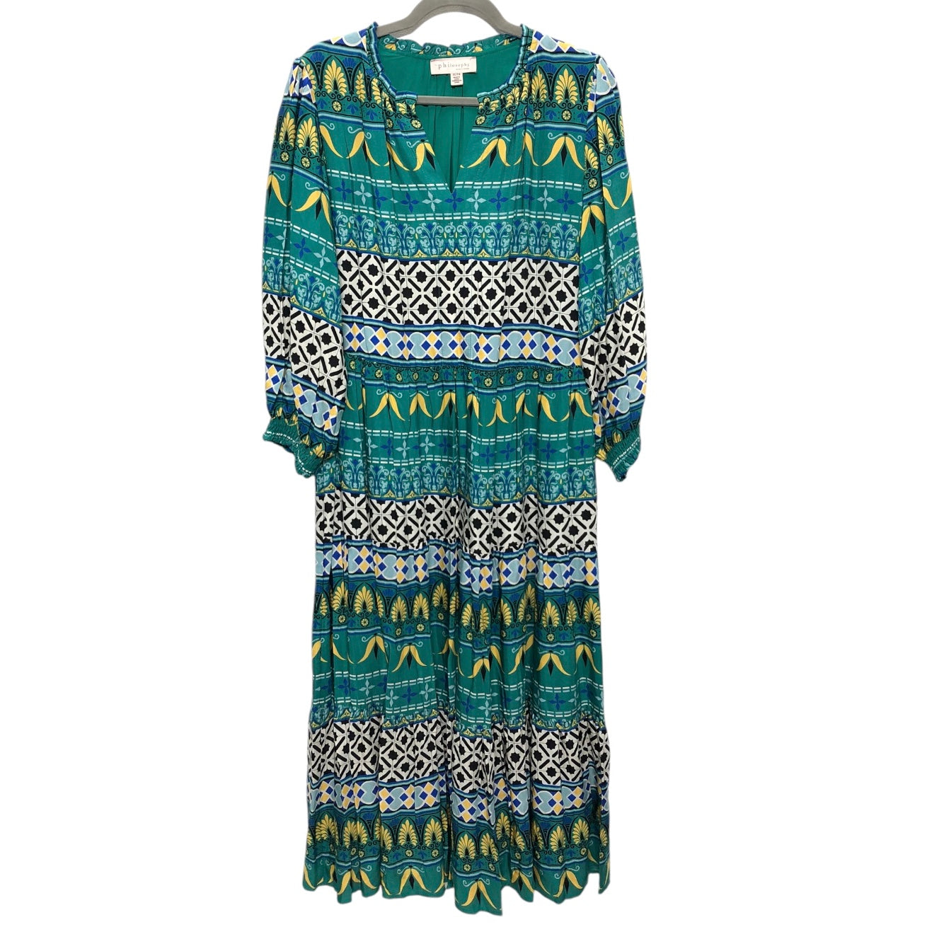 Dress Casual Midi By Philosophy In Blue & Green, Size: Xl