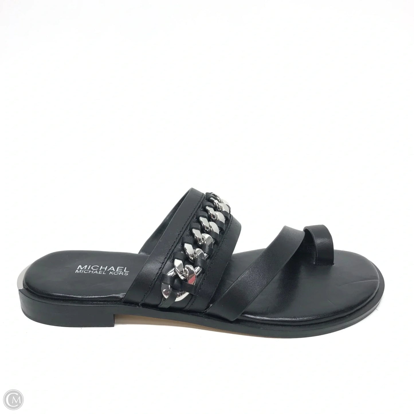 Sandals Flats By Michael By Michael Kors In Black & Silver, Size: 6.5