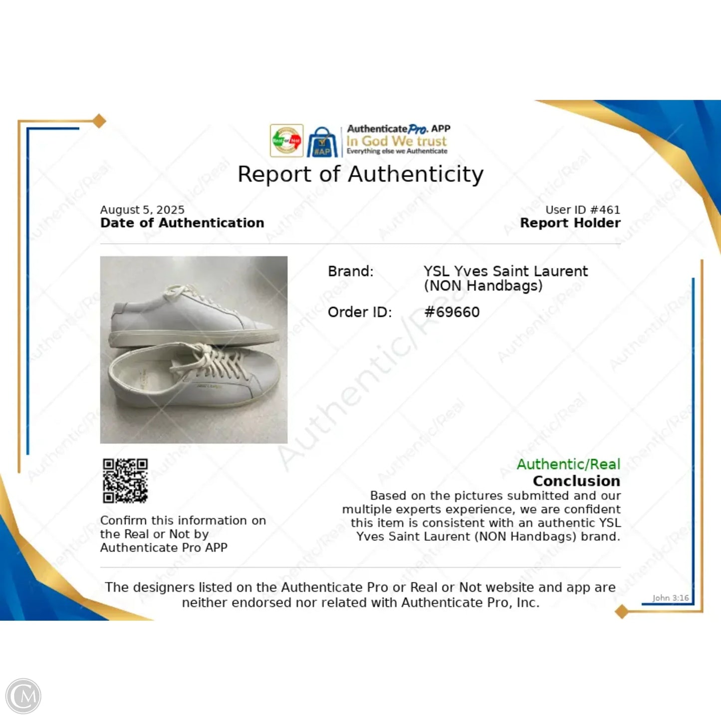 Shoes Luxury Designer By Yves Saint Laurent In White, Size: 10.5