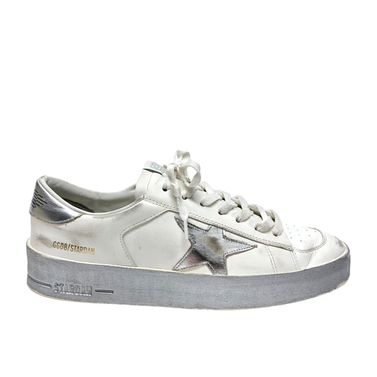 Silver & White Shoes Luxury Designer Golden Goose, Size 10