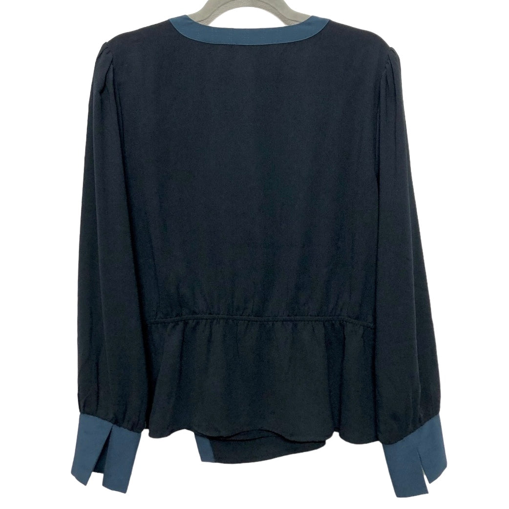 Black & Blue Blouse Long Sleeve Bcbgmaxazria, Size L