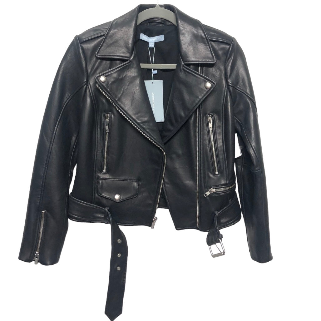 Black Jacket Moto Leather Antonio Melani, Size Xs