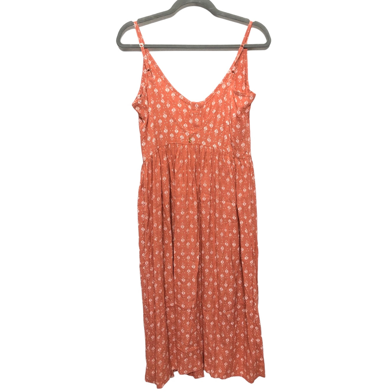 Orange & White Dress Casual Midi Cmc, Size M