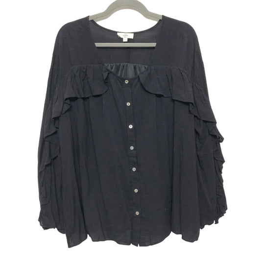 Black Blouse Long Sleeve Entro, Size L