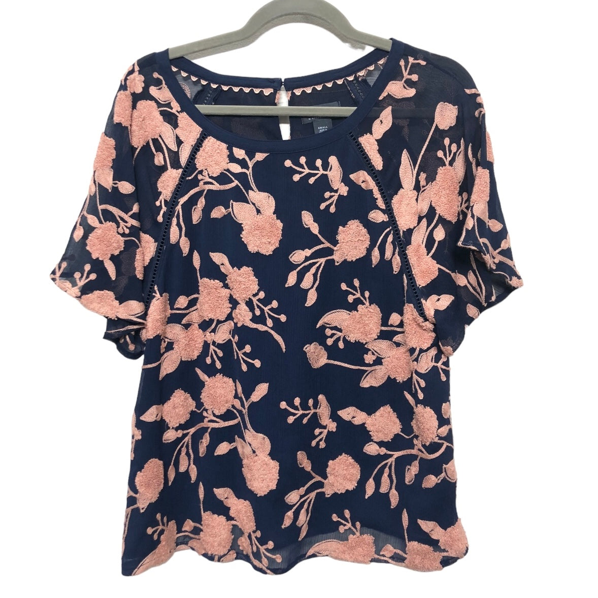 Top Short Sleeve By Maeve In Blue & Pink, Size: S