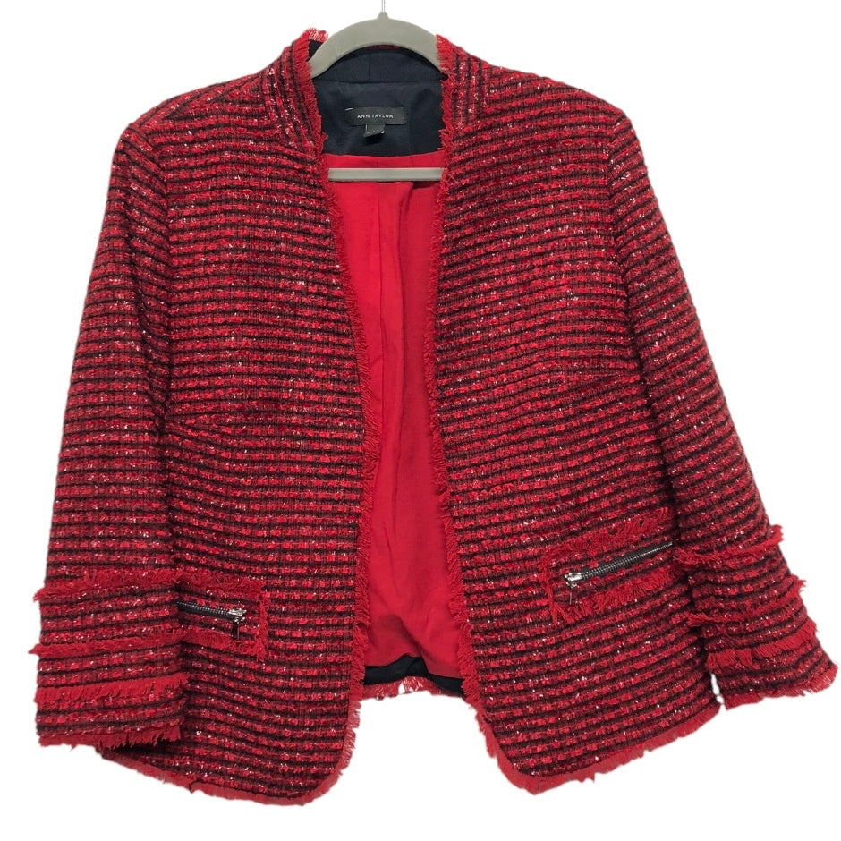 Blazer By Ann Taylor In Black & Red, Size: 14