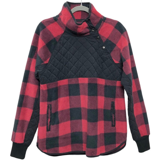 Jacket Fleece By Abercrombie And Fitch In Black & Red, Size: S