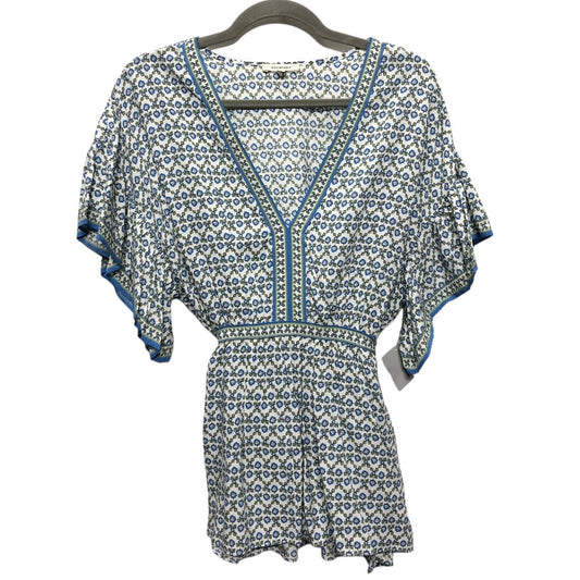 Blouse Short Sleeve By Max Studio In Blue & White, Size: Xl