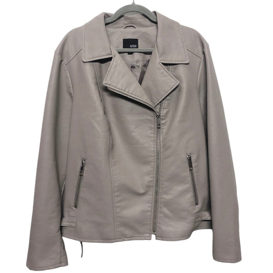 Jacket Moto By Ana In Grey, Size: 1x