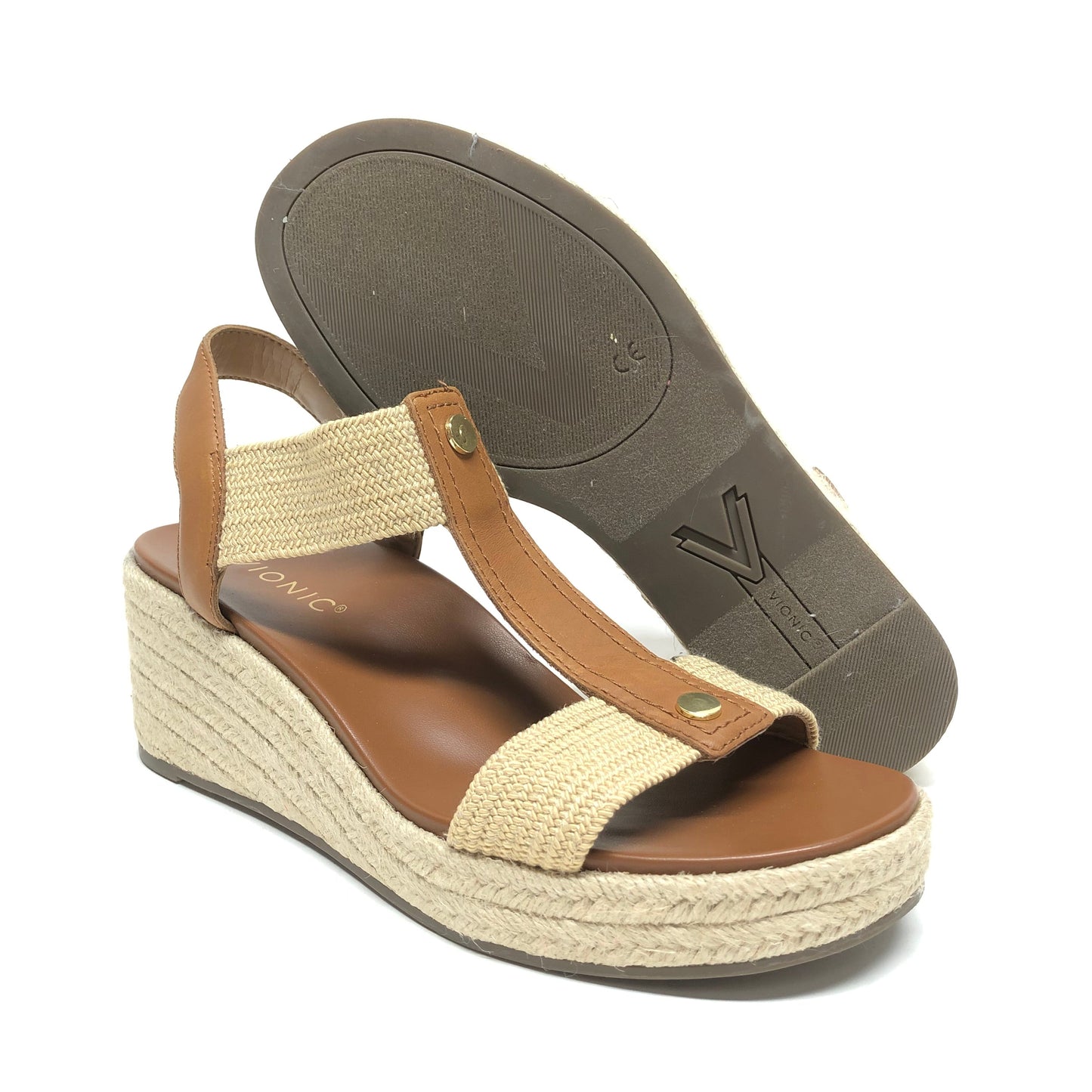 Sandals Heels Wedge By Vionic In Beige, Size: 7.5