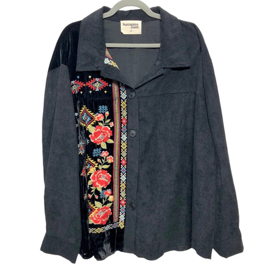 Jacket Shirt By Savanna Jane In Black, Size: 3x