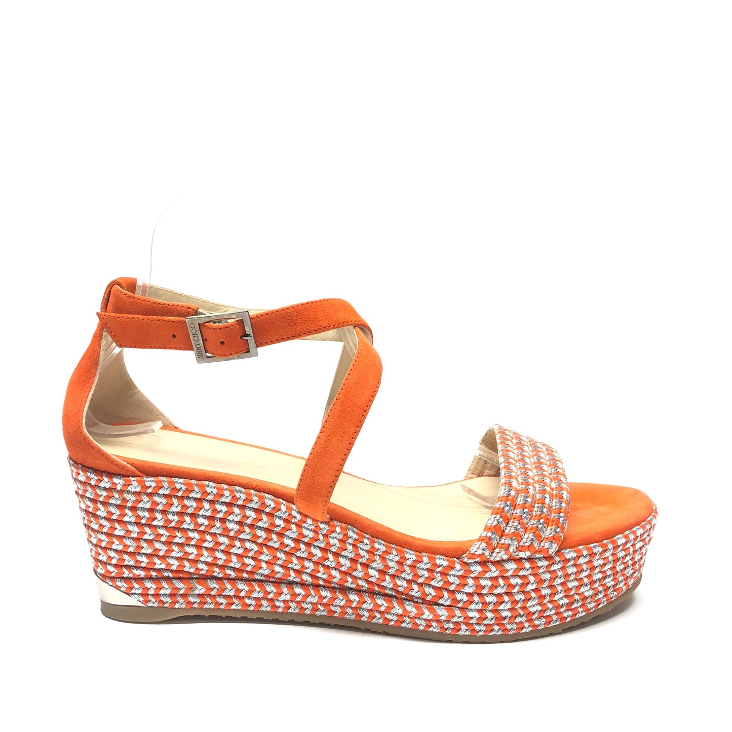 Sandals Luxury Designer By Jimmy Choo In Orange, Size: 10.5