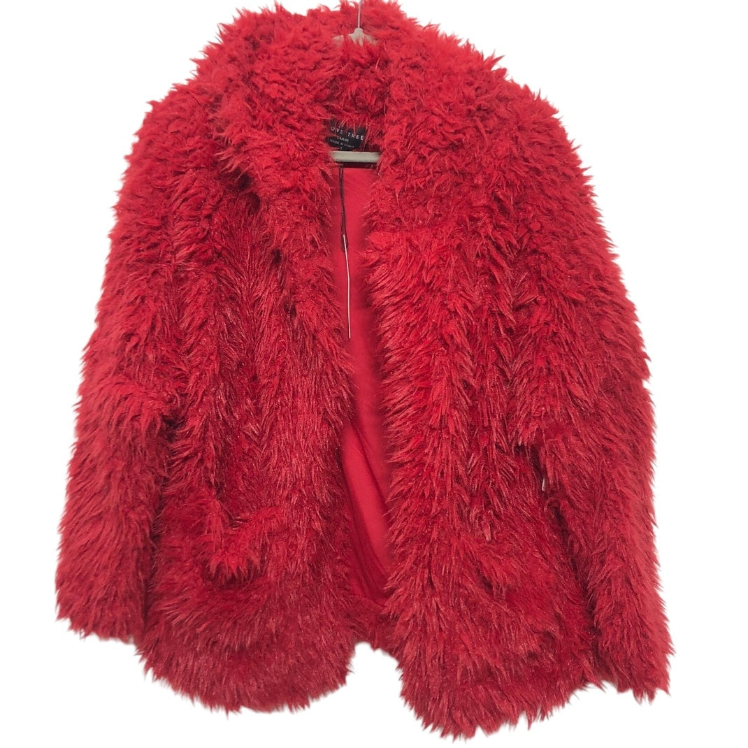 Jacket Faux Fur & Sherpa By Love Tree In Red, Size: L