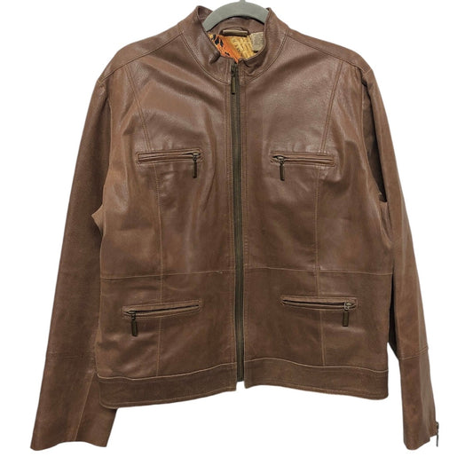 Jacket Leather By Ruff Hewn In Brown, Size: Xl