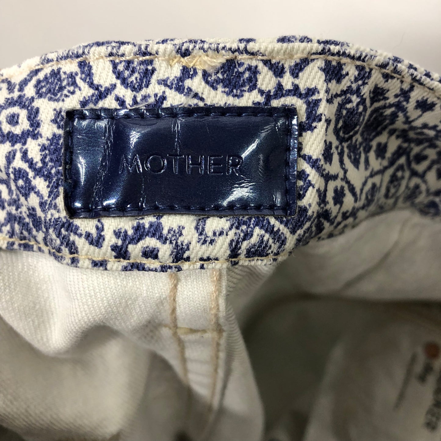 Jeans Skinny By Mother In Blue & White, Size: 8