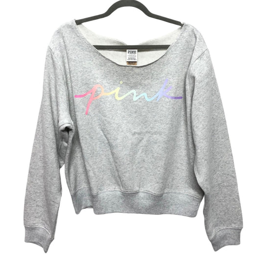 Sweatshirt Crewneck By Pink In Grey, Size: Xl