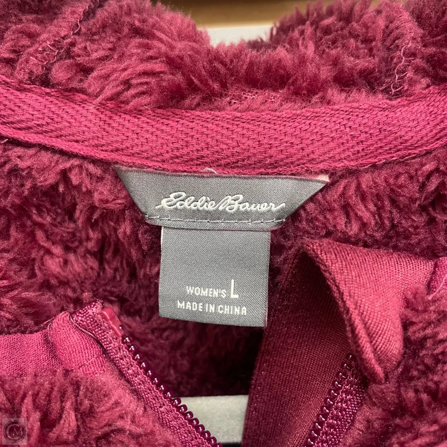 Jacket Fleece By Eddie Bauer In Maroon, Size: L