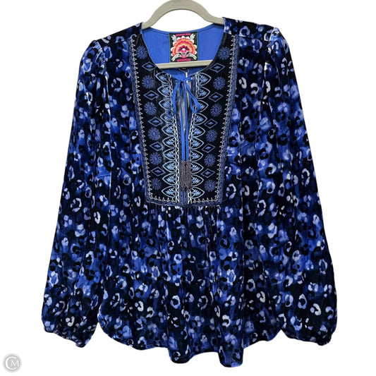 Tunic Long Sleeve By Johnny Was In Blue, Size: S