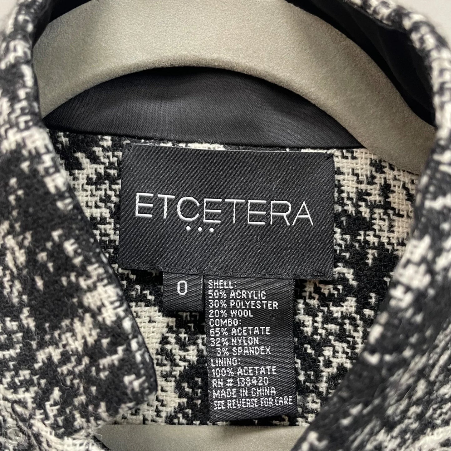 Coat Peacoat By Etcetra In Black & Cream, Size: 0