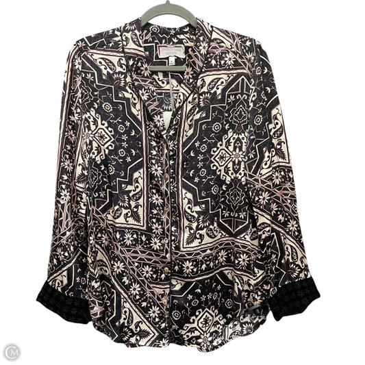 Top Long Sleeve By Johnny Was In Black & Cream, Size: Xs
