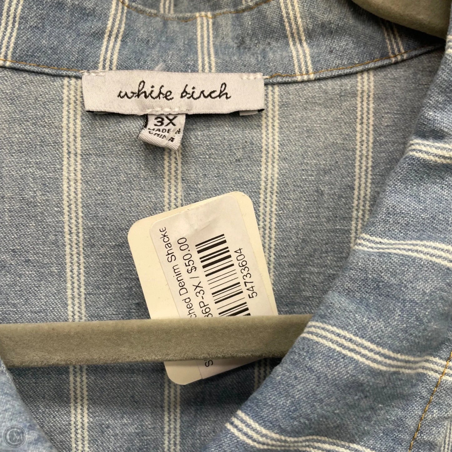 Jacket Shirt By White Birch In Blue & White, Size: 3x