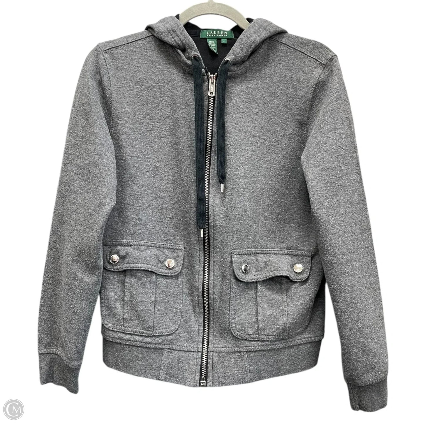 Sweatshirt Hoodie By Lauren By Ralph Lauren In Grey, Size: S