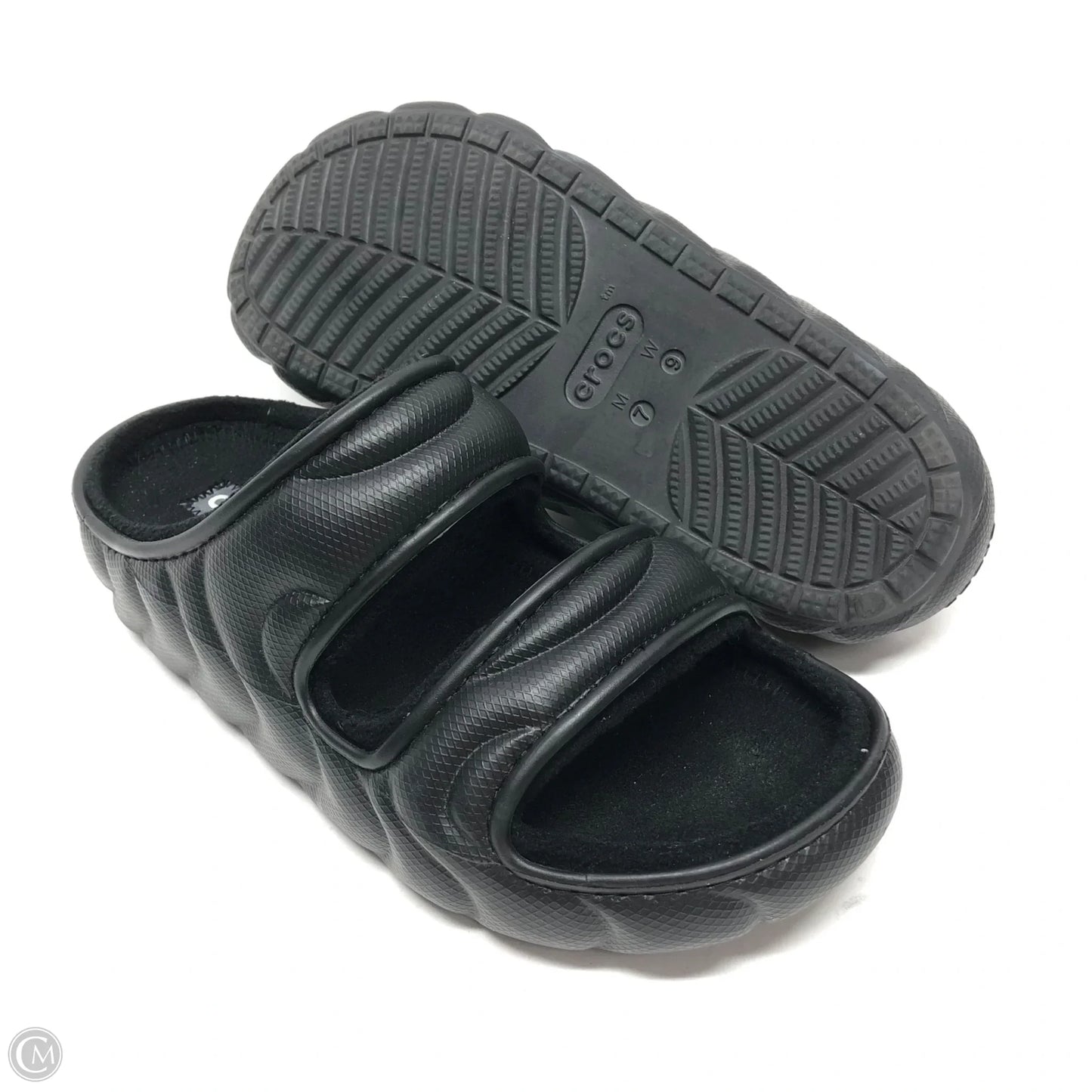 Sandals Flats By Crocs In Black, Size: 9
