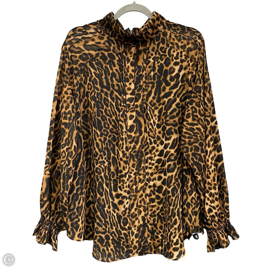 Blouse Long Sleeve By Lauren By Ralph Lauren In Animal Print, Size: 2x