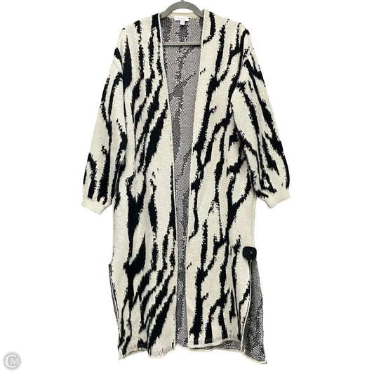 Sweater Cardigan By Topshop In Black & Cream, Size: 4