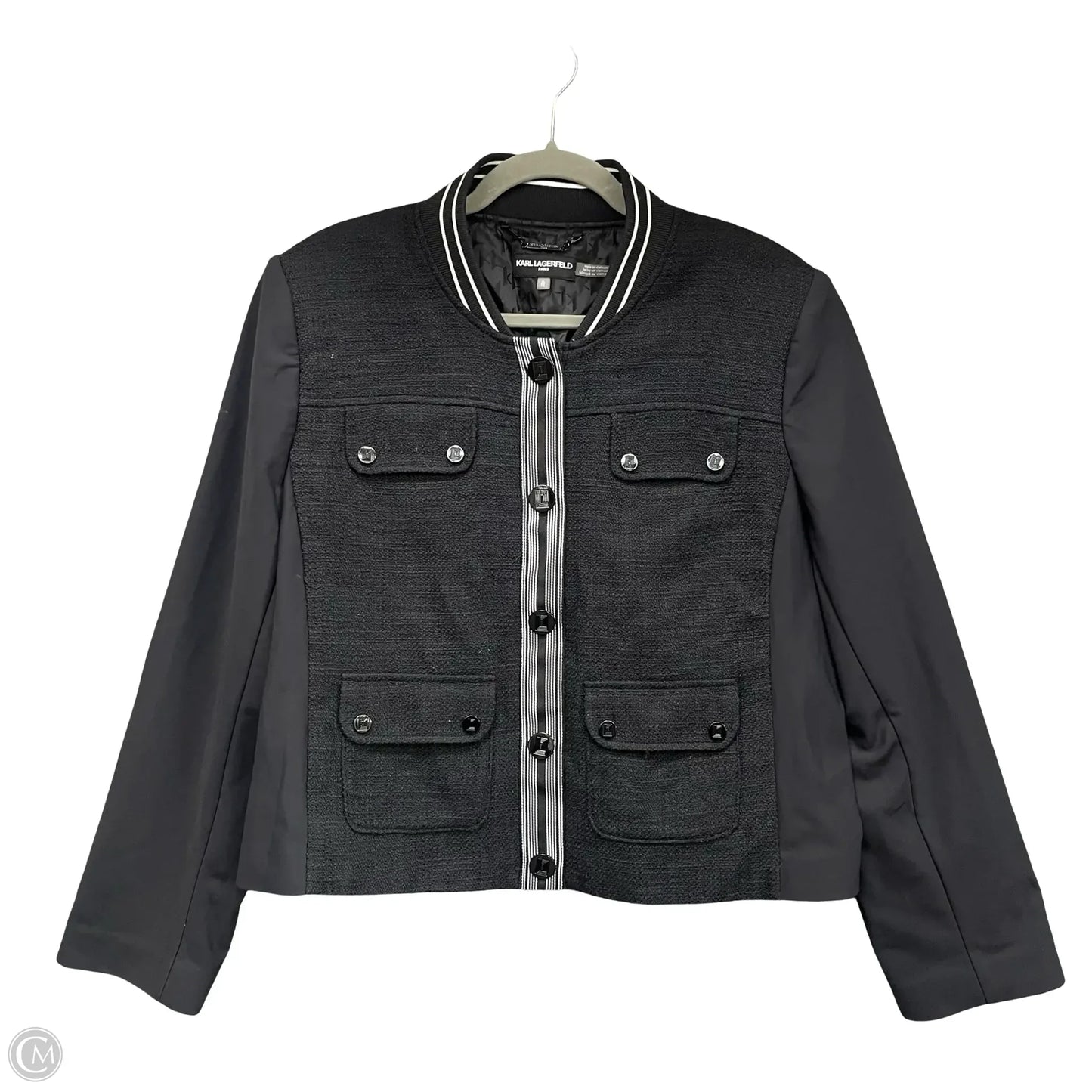 Jacket Designer By Karl Lagerfeld In Black, Size: Xl