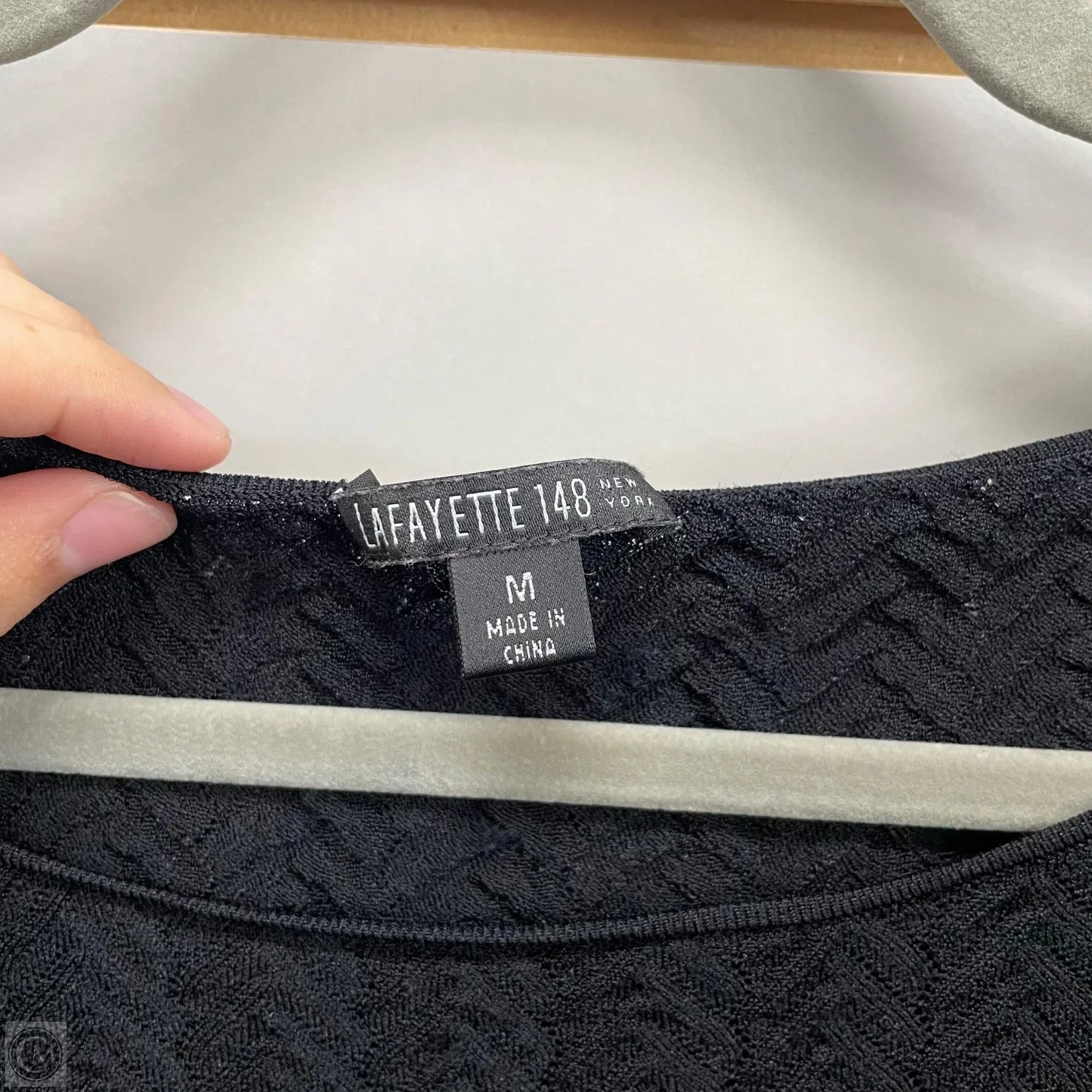 Top Long Sleeve Designer By Lafayette 148 In Black, Size: M